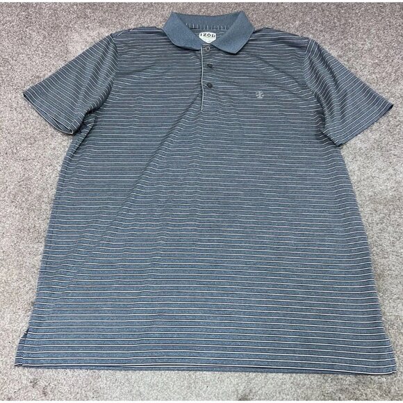 Izod Golf Polo Men’s Blue White Striped Short Sleeve Size Large - Picture 1 of 11